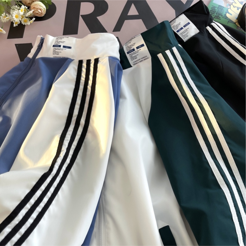 Áo khoác bóng chày tay dài in chữ thời trang dành cho nam áo khoát chống nắng nam Ba sọc màu áo khoác giản dị