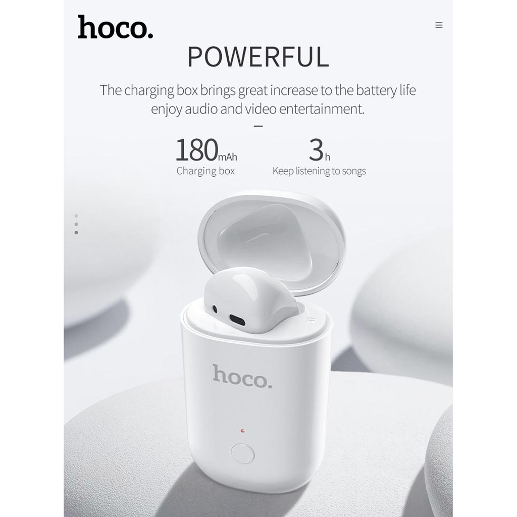 Tai nghe bluetooth nhét tai Hoco E39 Admire sound single V5.0 (Trắng) + tặng kèm Case | WebRaoVat - webraovat.net.vn