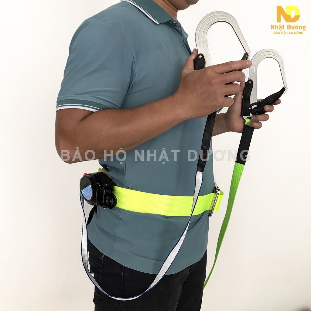 Dây bảo hộ lao động 2 móc thép thu rút tự động BR22, Dây đai an toàn Nhật Dương cao cấp