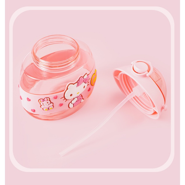 Bình nước Cao cấp Hello Kitty, Ultraman Kháng khuẩn chịu nhiệt độ cao - Bình nước cho bé đi học có quai đeo