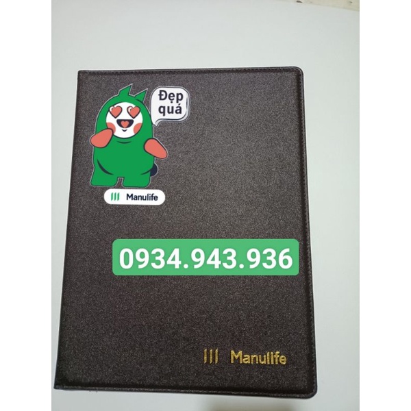 BÌA DA ĐỰNG HỢP ĐỒNG BẢO HIỂM MANULIFE SIÊU ĐẸP KT 32X24CM