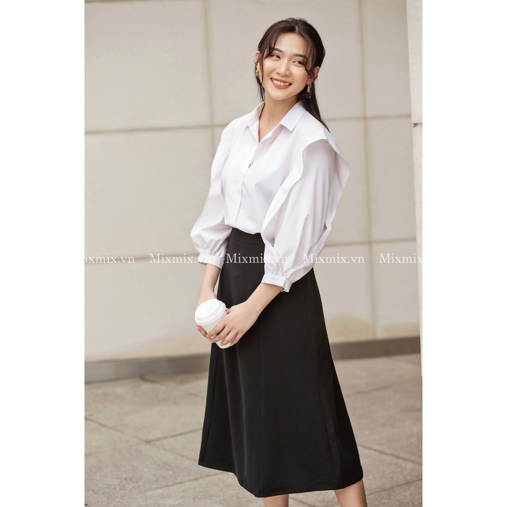 Áo sơ mi sọc tay phồng lỡ - MIXMIX - Hàng thiết kế- Hình chụp thật 100%