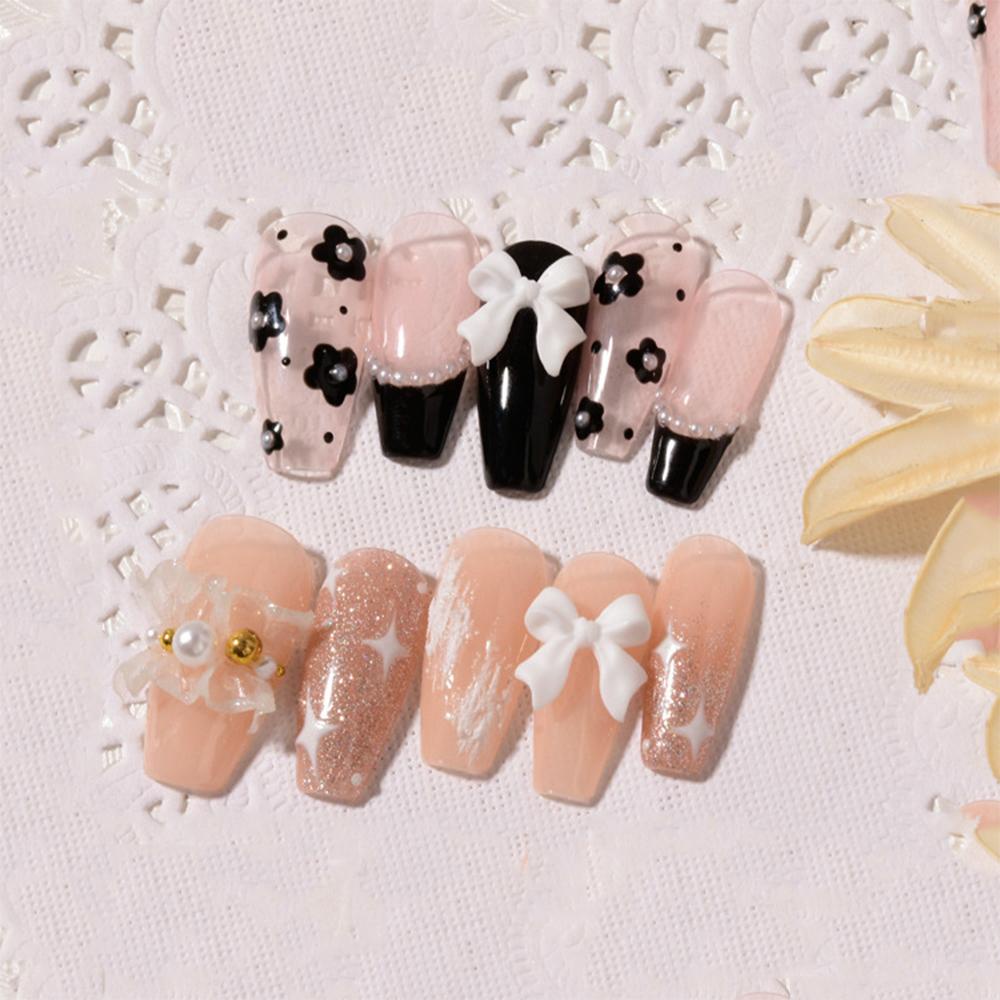Phụ Kiện Trang Trí Móng Tay Hình Nơ Màu Trắng Đen Tinh Tế DIY