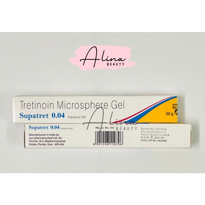 Supatret 0.04% Tretinoin Microsphere Gel 20g - Giảm mụn, sáng da, giảm nếp nhăn, ngăn ngừa lão hóa da