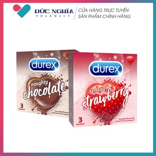 Bao Cao Su Durex Sensual Strawberry & Chocolate (Hộp 3 Cái)
