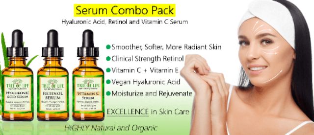 Bộ 3 Serum Tree of Life chống lão hóa Vitamin C Serum, Retinol Serum và Hyaluronic Acid Serum 30ml