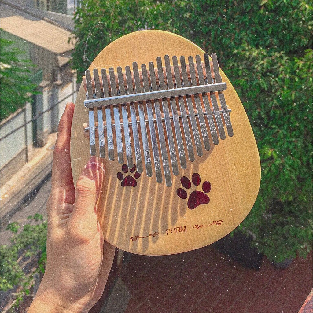 Đàn Kalimba Tonic 17 phím gỗ Gụ Lào nguyên khối mahagony dấu chân chó PURM -Hàng chính hãng