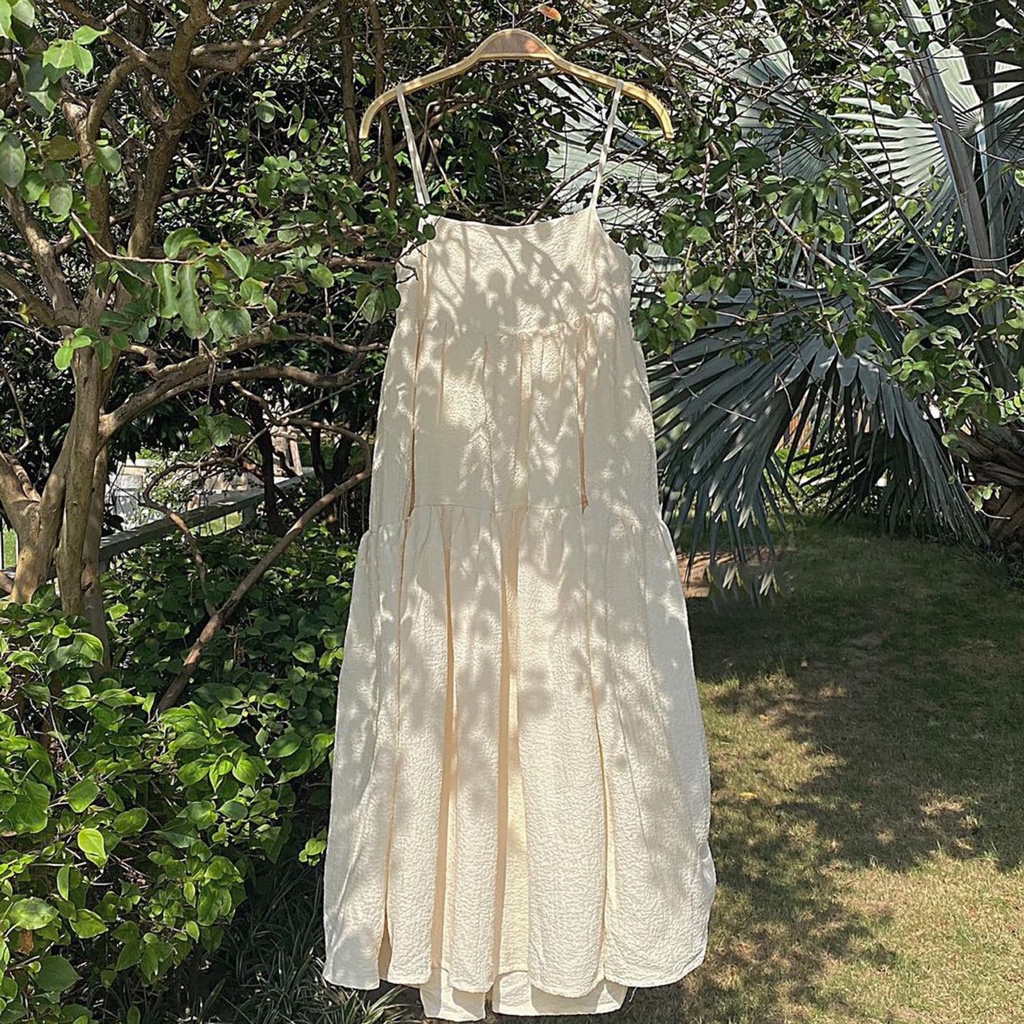 Váy Hai Dây Dáng Xòe Babydoll Dài Qua Gối