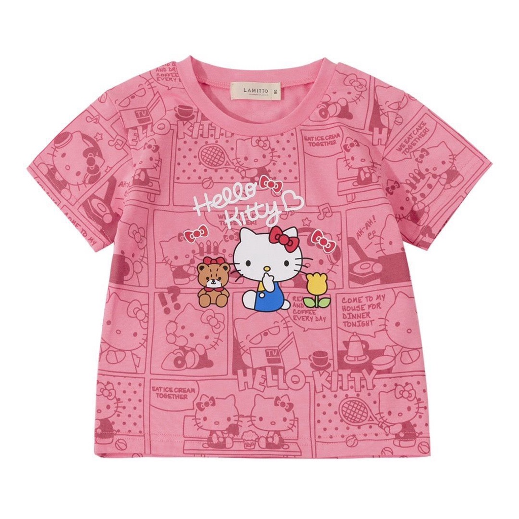 Áo Thun Tay Ngắn In Hoạt Hình Hello Kitty Thời Trang Mùa Hè Cho Bé Gái 1-6 Tuổi