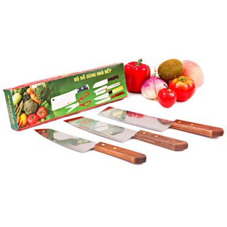 Combo 12 Bộ 3 Dao Cán Gỗ Cao Cấp