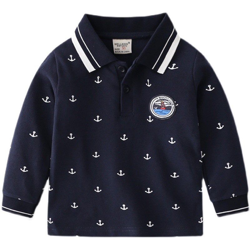 áo POLO dài tay họa tiết cánh buồm cho bé siêu yêu 2021
