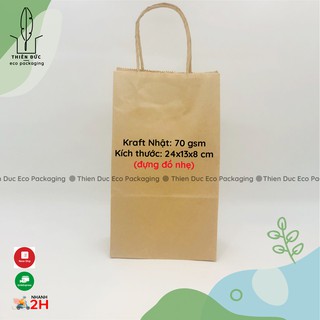  Combo 20 TÚI GIẤY XI MĂNG 24x13x8cm KRAFT NHẬT CÓ QUAI DÙNG ĐỰNG QUẦN ÁO QUÀ THỰC PHẨM... 