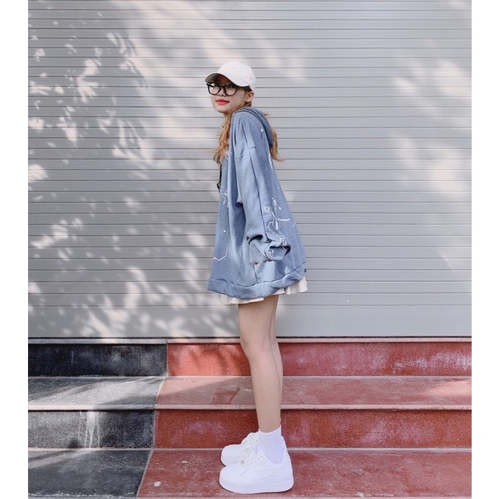 [ ẢNH THẬT ] ÁO HOODIE NỈ SPACE XANH FORM RỘNG UNISEX ( ẢNH THẬT SHOP CHỤP) | BigBuy360 - bigbuy360.vn