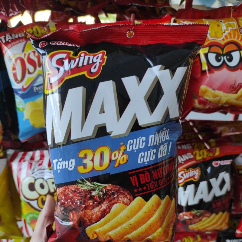 Bim bim Swing Maxx vị bò nướng tiêu đen gói đại 63g