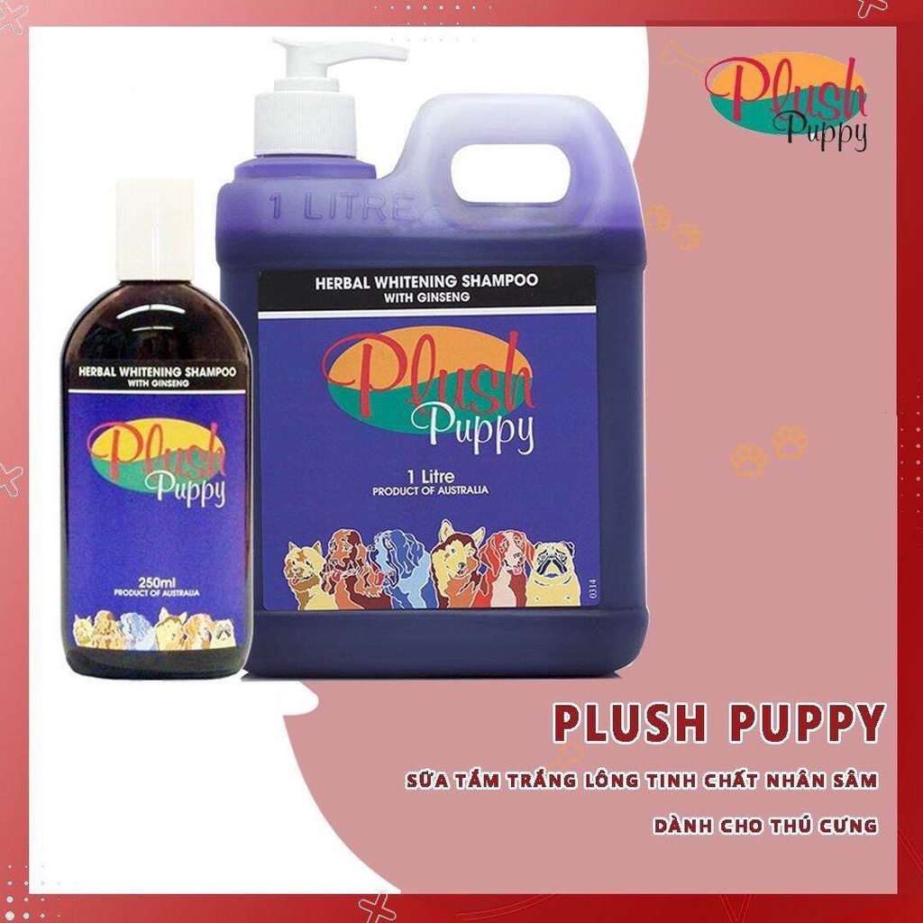 Dầu tắm trắng, tẩy ố, giữ màu tinh chất sâm cho chó mèo Plush Puppy 100ml - 500ml