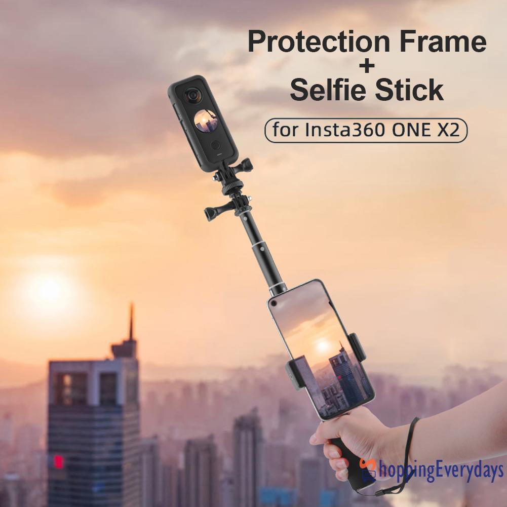 【sv】 Protective Frame with 1/4 inch Adapter + Selfie Stick for Insta360 ONE X2