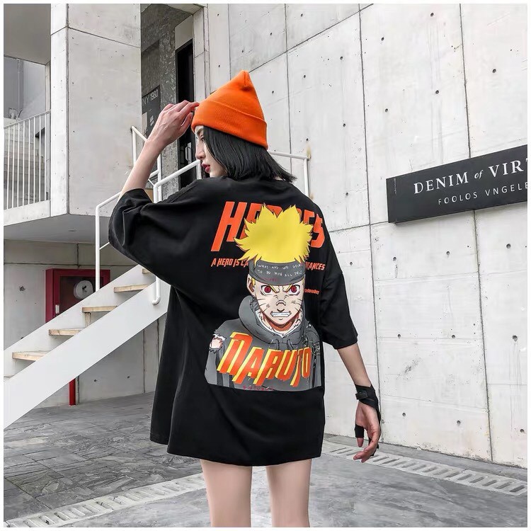 Áo thun tay lỡ unisex form rộng NARUTO nam nữ phong cách ulzzang Wind