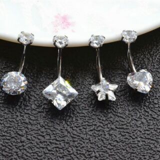 Bông rốn - Khuyên rốn xoàn hai đầu thép không gỉ