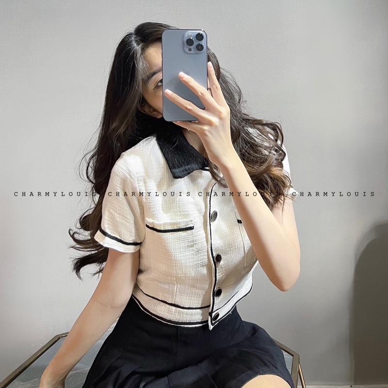 Set Áo Croptop Dạ & Chân Váy Kaki Cao Cấp