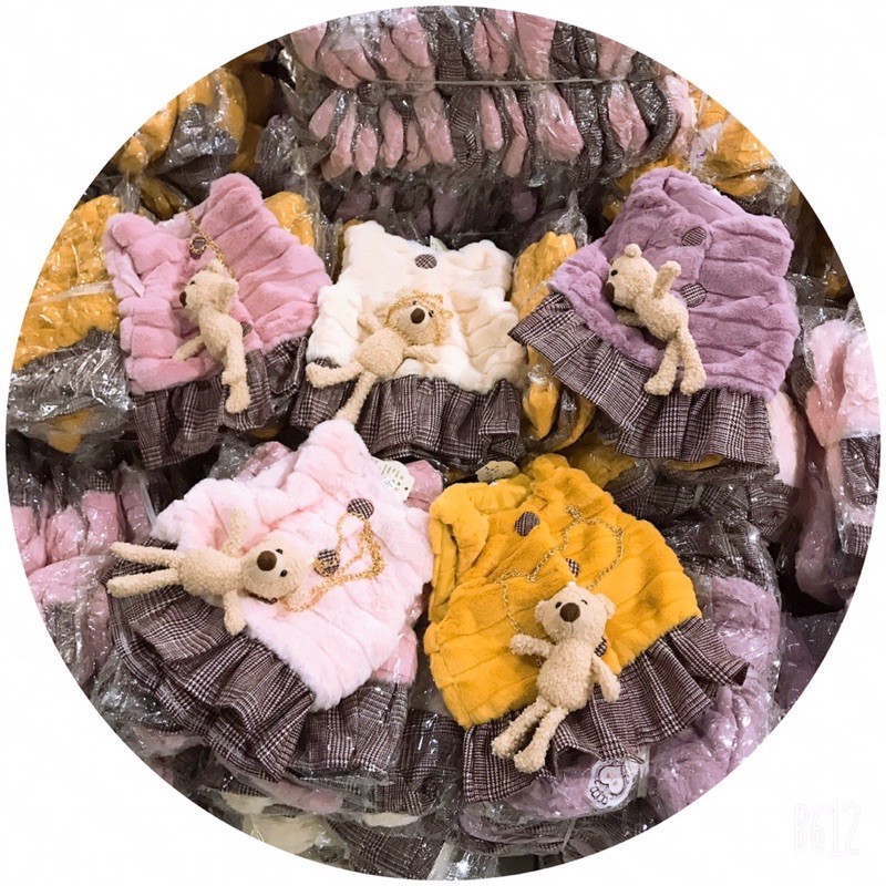 Áo Gile lông kèm túi gấu cho bé gái 7-15kg