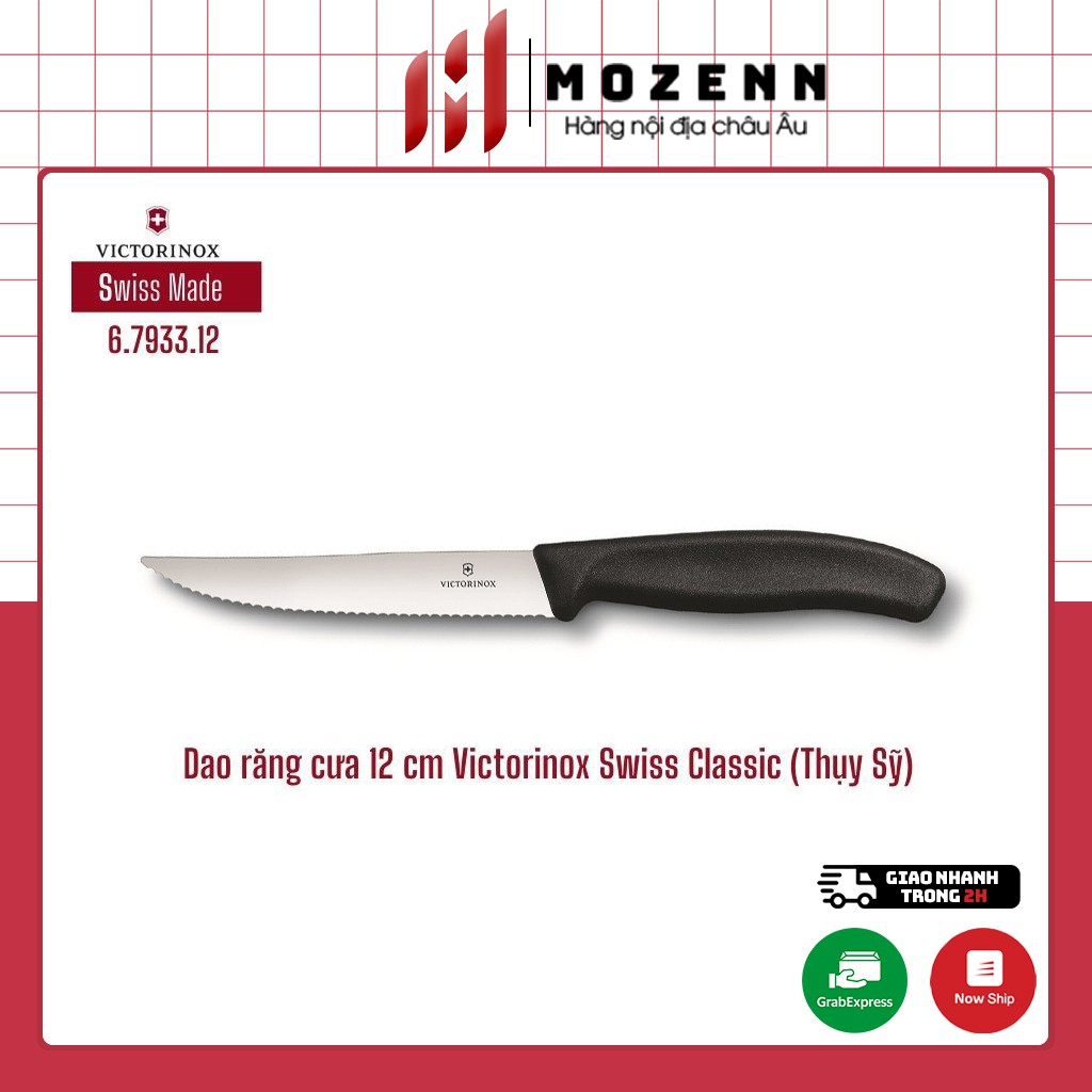 Dao bít tết Victorinox Steak lưỡi răng cưa mũi nhọn 12cm [hàng Thụy Sỹ chính hãng]