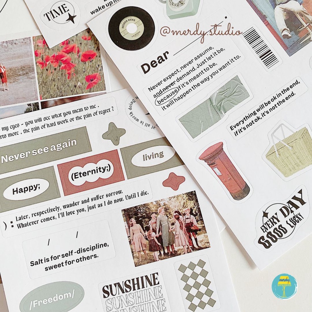 Set 3 tờ sticker trang trí bullet journal Korean Aesthetic Lifestyle