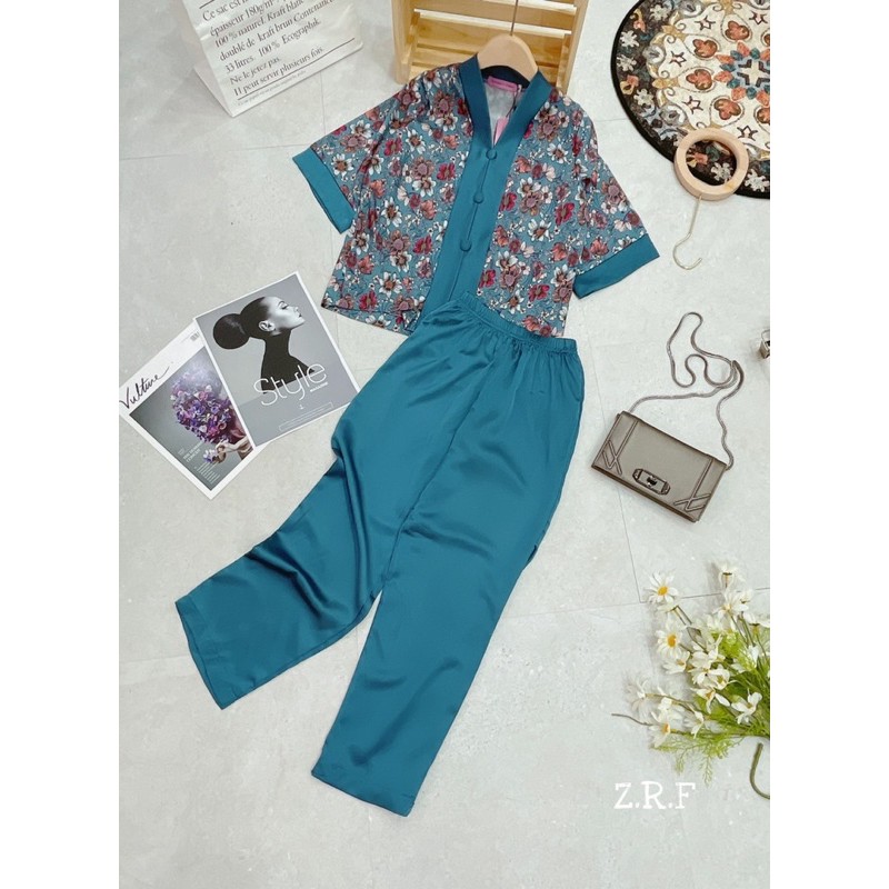 SNU38 - SET BỘ LỤA HOA ĐI CHÙA CỔ TIM CHO NỮ | BigBuy360 - bigbuy360.vn