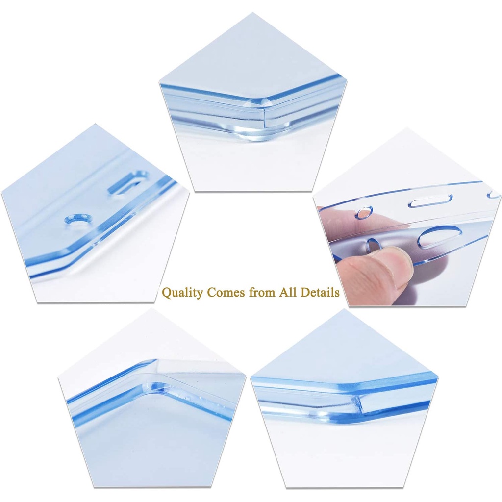 Set 5 Kẹp Giữ Thẻ Tên ID Bằng Nhựa Trong Suốt Dày Dặn Tiện Dụng