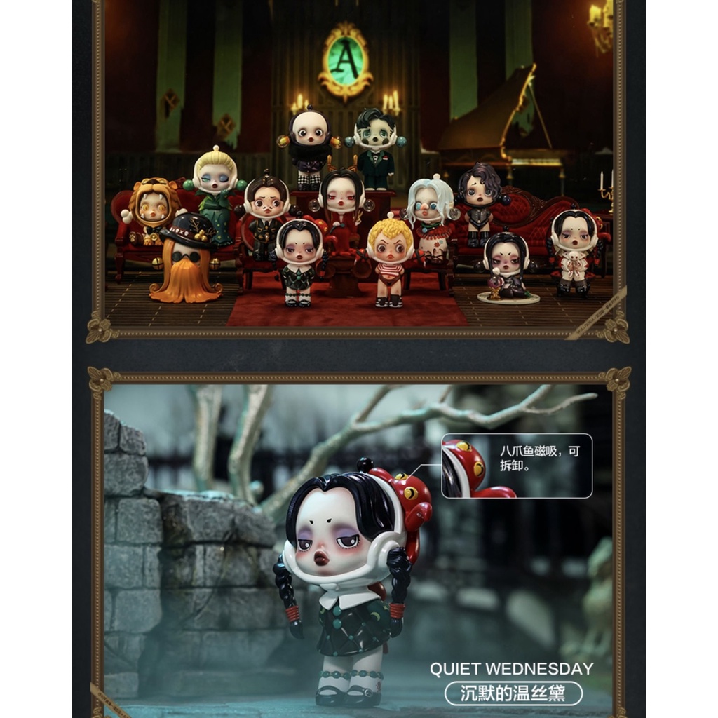 Mô Hình Búp Bê Popmart Dễ Thương Sưu Tầm Skullpanda x Addams Family Series Có Sẵn