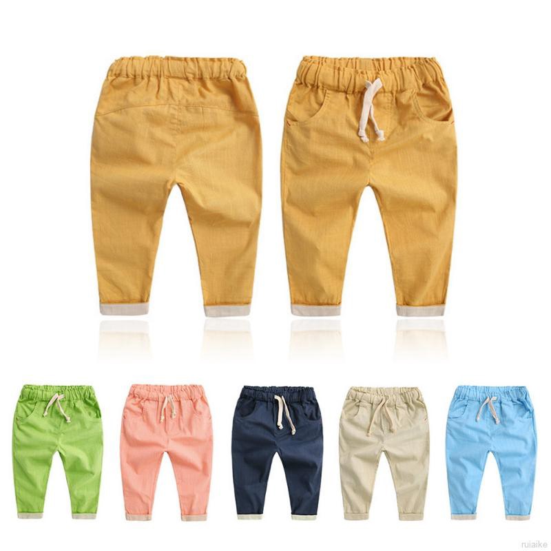 ruiaike  Baby Boys Baggy Casual Harem Pants Toddler Kids Drawstring Sweat Pants Elastic Waist Joggers Trousers