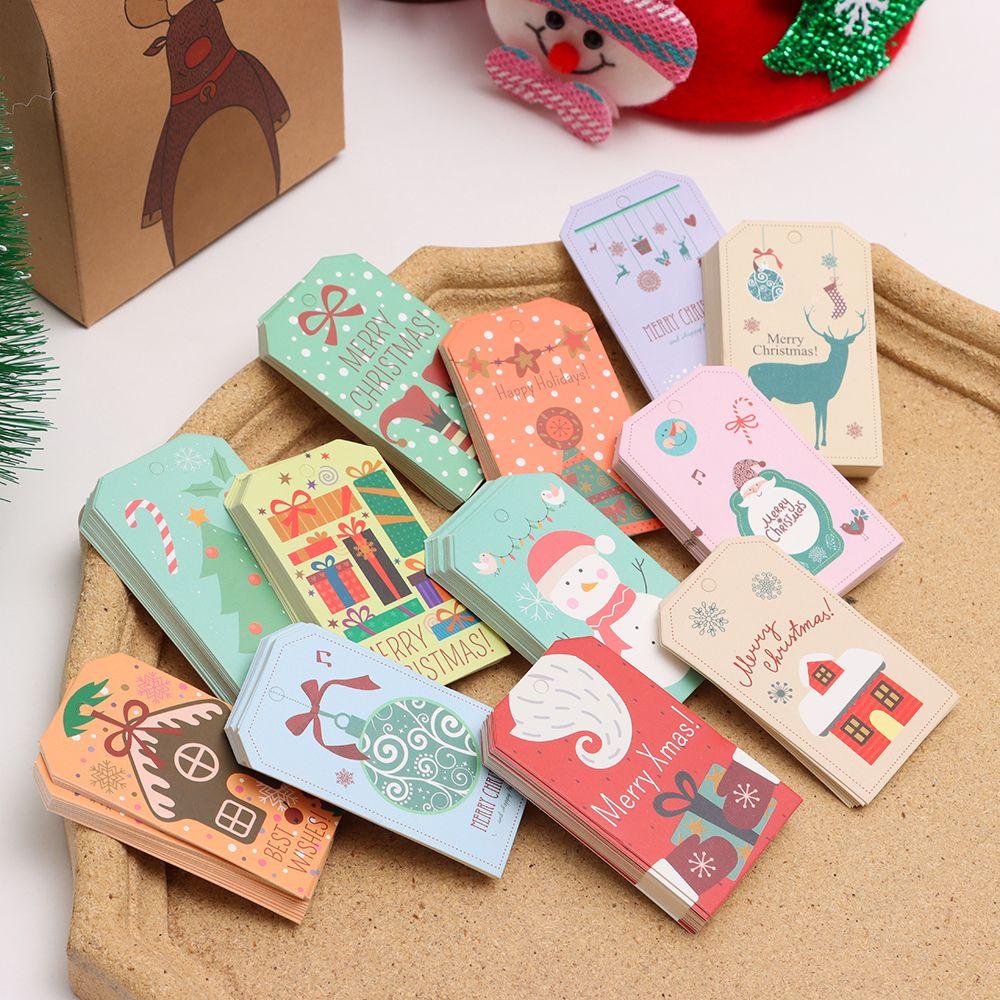 LAY Set 100 Thẻ Giấy In Họa Tiết Giáng Sinh Trang Trí Quà Tặng DIY