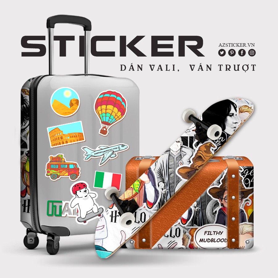 Sticker Harry Potter Chống Thấm Nước Cắt Sẵn Dễ Dán | STK97 | Hình Dán Trang Trí Mũ Bảo Hiểm Điện Thoại Laptop Sổ Vở