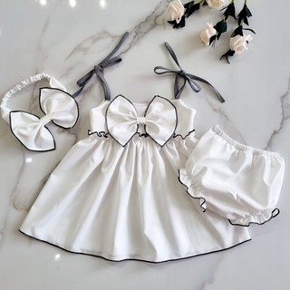 Set váy dây quần chip tặng kèm turban siêu xinh cho bé gái