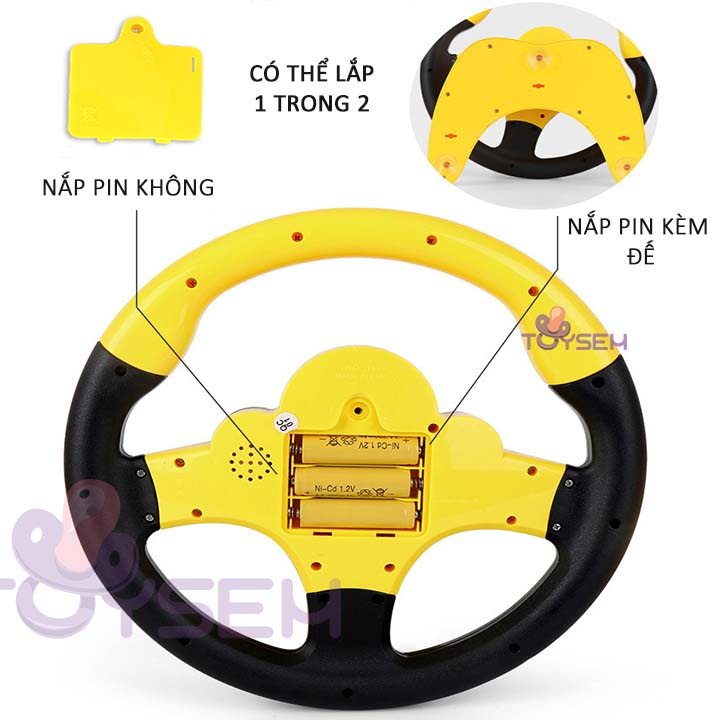 Đồ chơi vô lăng xe ô tô xoay 360 độ có đèn và nhạc gắn tường vui nhộn - Quà tặng quốc tế thiếu nhi