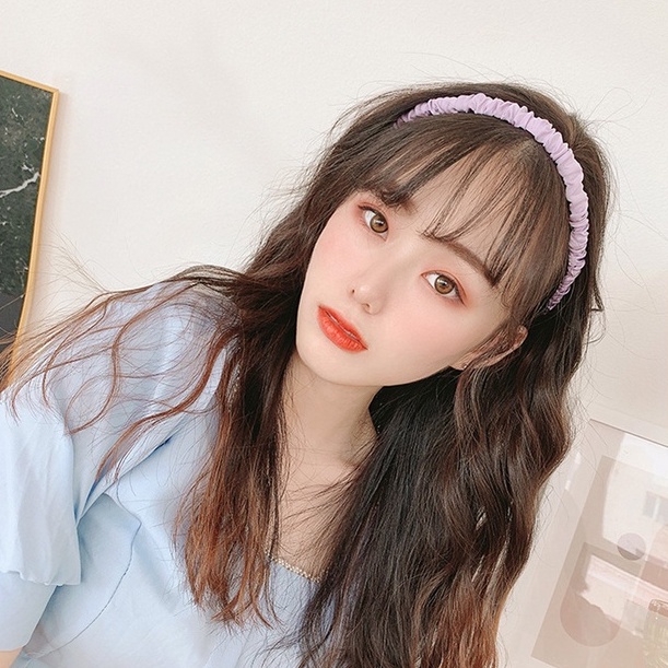 Băng Đô Cài Tóc Vải Satin Màu Tím Phong Cách Hàn Quốc Đơn Giản Dành Cho Nữ