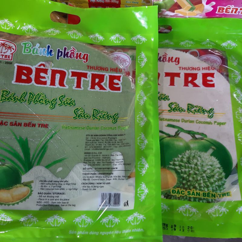 Bánh phồng sữa sầu riêng, lá dứa sầu riêng 400g