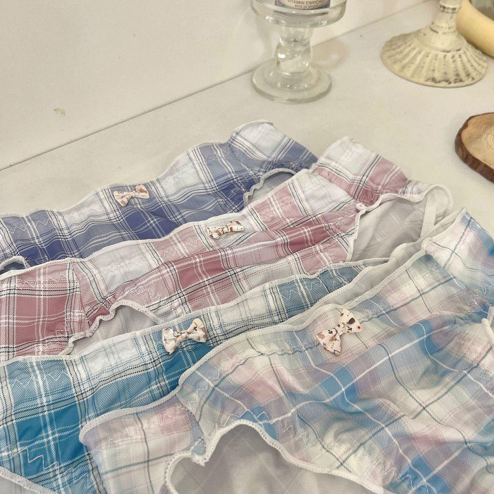 Quần Lót Nylon Mềm Mại Thoáng Khí Thắt Nơ Họa Tiết Kẻ Sọc Không Để Lại Dấu Vết Cho Nữ