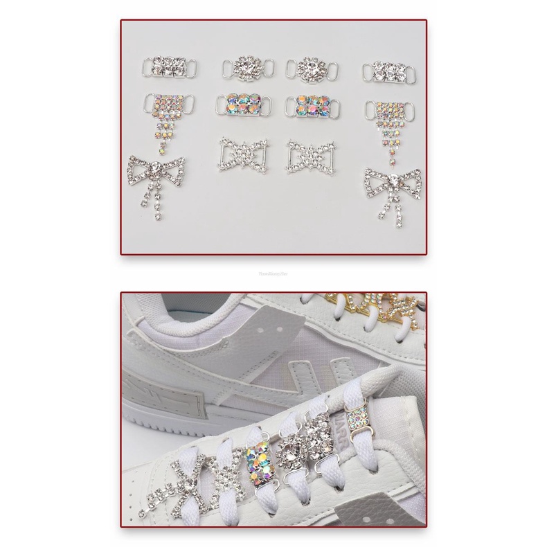 Set 2 Phụ Kiện Trang Trí Giày Hình Chiếc Giày Đính Đá Nhân Tạo Nhiều Màu Sắc DIY