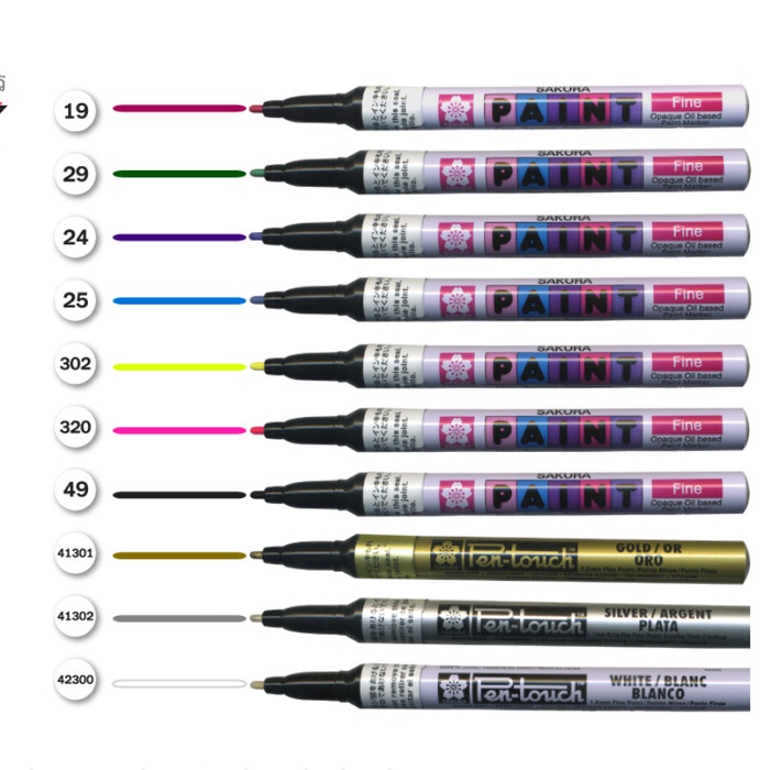 Bút sơn dầu đánh dấu công nghiệp nhiều màu sắc Sakura Paint Marker Fine Point - Ngòi 1.0mm