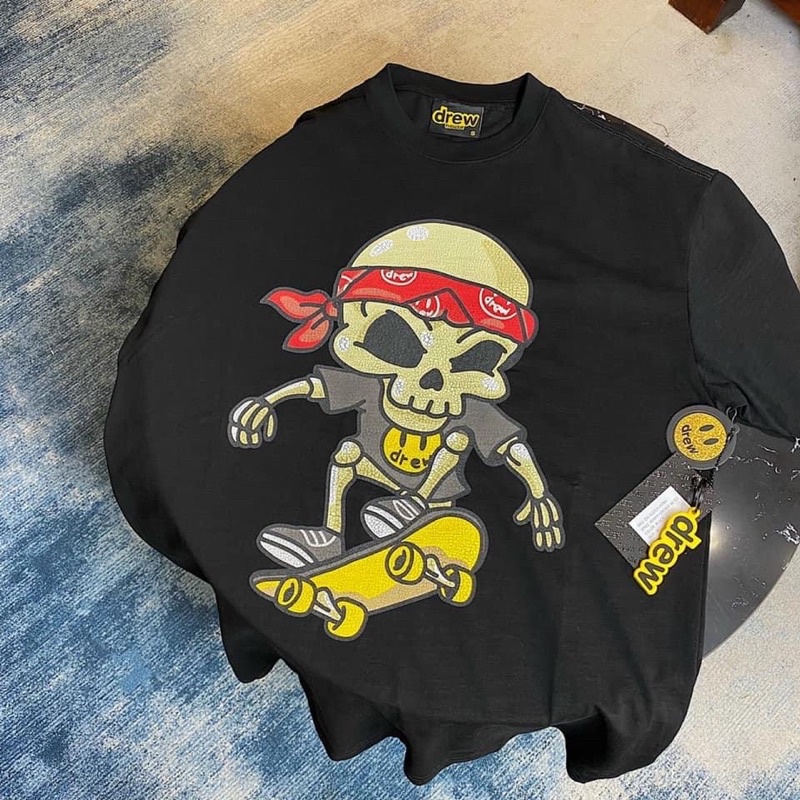 Áo thun tay lỡ DREW Xương trượt ván Hogoto shop , Áo thun unisex nam nữ form rộng oversize chất liệu Cotton | BigBuy360 - bigbuy360.vn