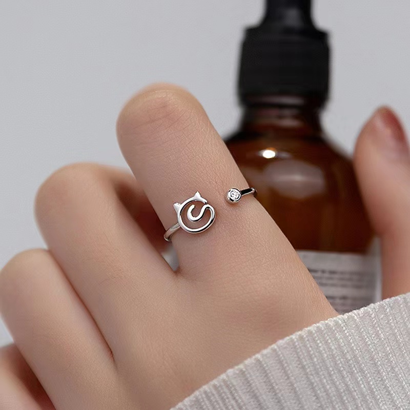 [Cois N] Nhẫn Kim Cương Hình Mèo Dễ Thương Cho Nữ Sinh