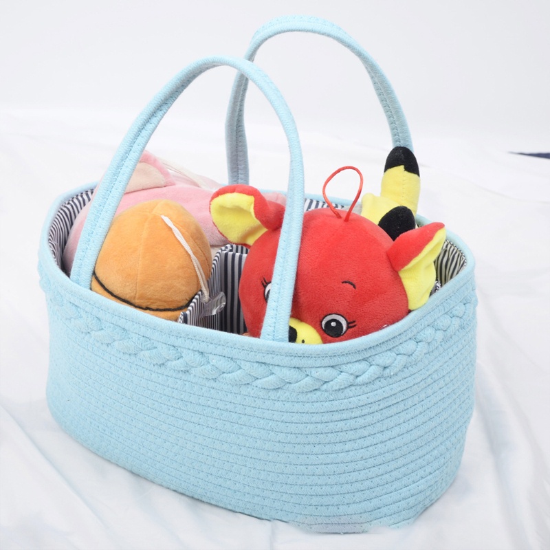 Giỏ Đựng Tã Lót Bằng Dây Cotton Bện Tiện Dụng