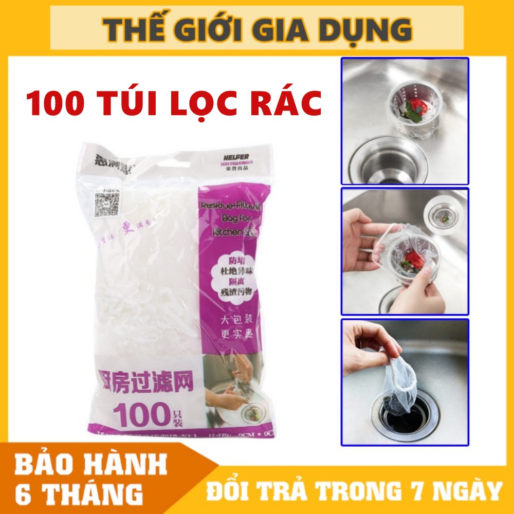 100 Chiếc Túi Lọc Rác Tránh Tắc Cống Bồn Rửa Tiện Dụng