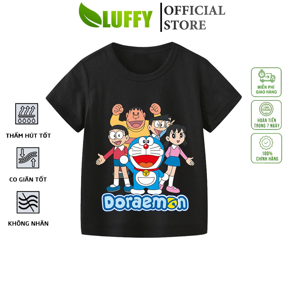 Áo thun bé trai Luffy Store cộc tay in hình Doraemon chất cotton thoáng khí Quần áo trẻ em từ 8-35kg ALUF80