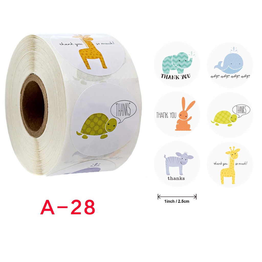 Nhãn Dán Sticker Thank You Nhiều Mẫu (Cuộn 500 Nhãn)