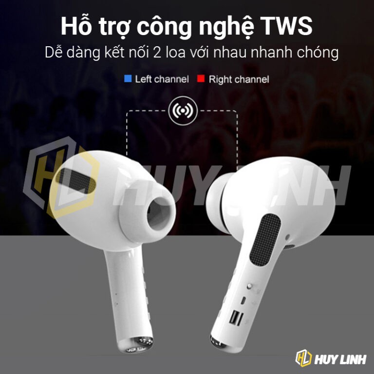 Loa bluetooth hình tai nghe Airpods khổng lồ cực hót - Loa tai nghe bluetooth MK201/TF FM Aux Mic