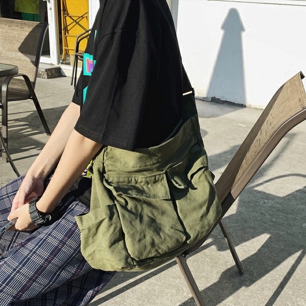 Túi đeo chéo đi học Zoo Bags kích thước lớn nhiều túi phụ chất liệu canvas dày dặn