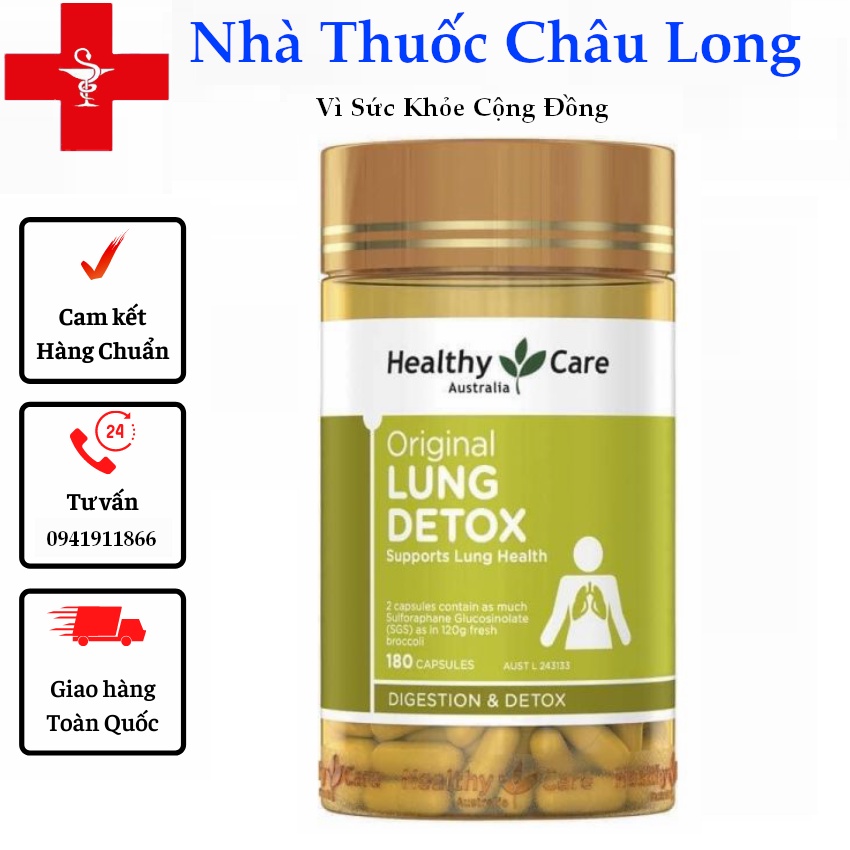 [Tem Chemist] Thải độc phổi Lung detox Healthy Care 180 viên Úc
