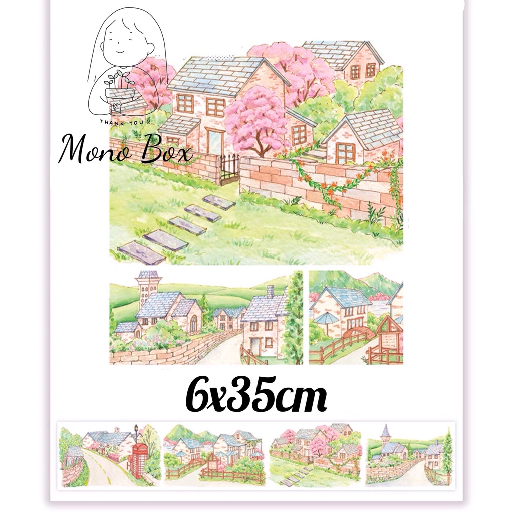 Chiết] Washi tape 6x35cm chủ đề phong cảnh mùa xuân, băng keo dán trang trí  làm tranh washi Mono_box | Shopee Việt Nam