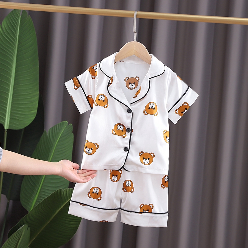 Summer comfortable boy and girl short sleeve suit cartoon short sleeve + casual shorts